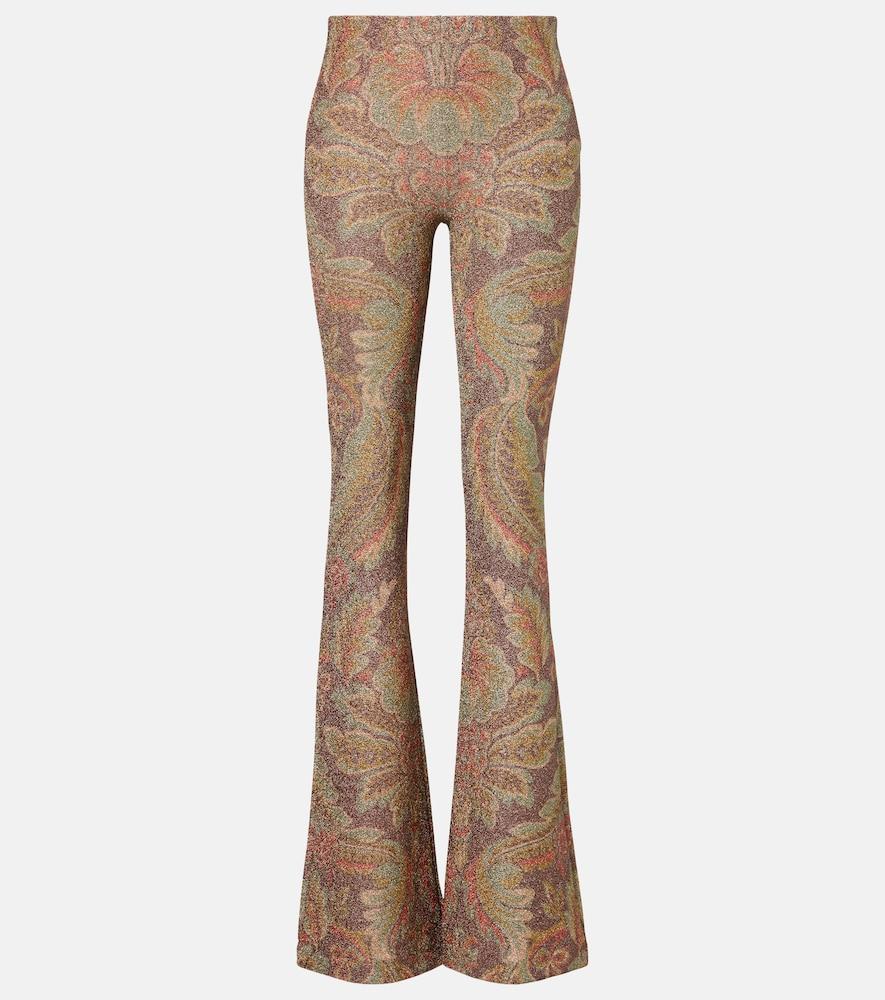 etro printed jersey flared pants