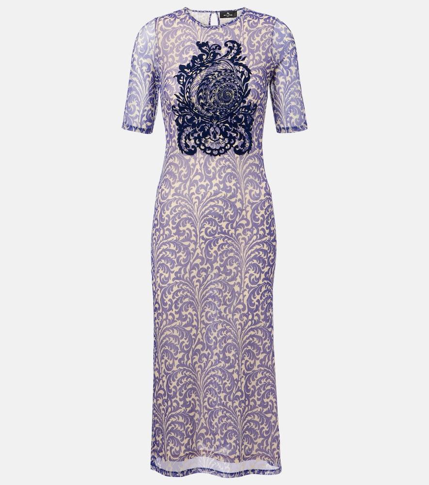 etro printed mesh midi dress