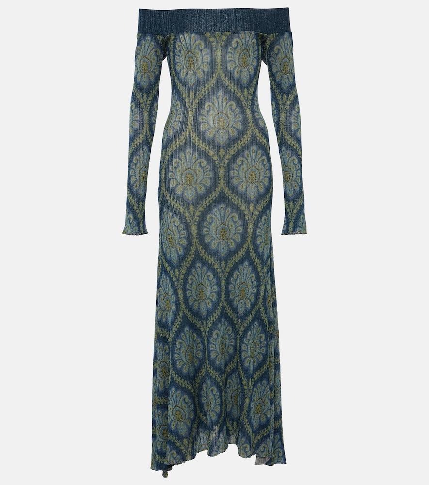 etro printed off-shoulder midi dress