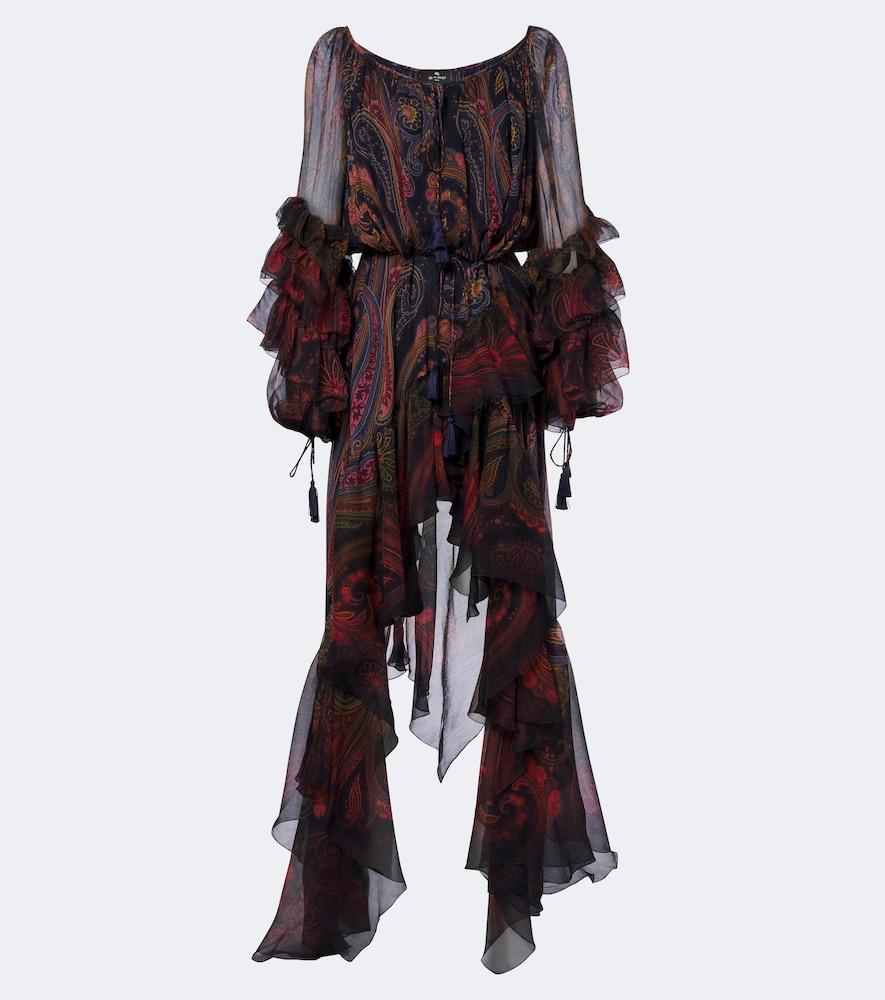 etro printed silk chiffon gown