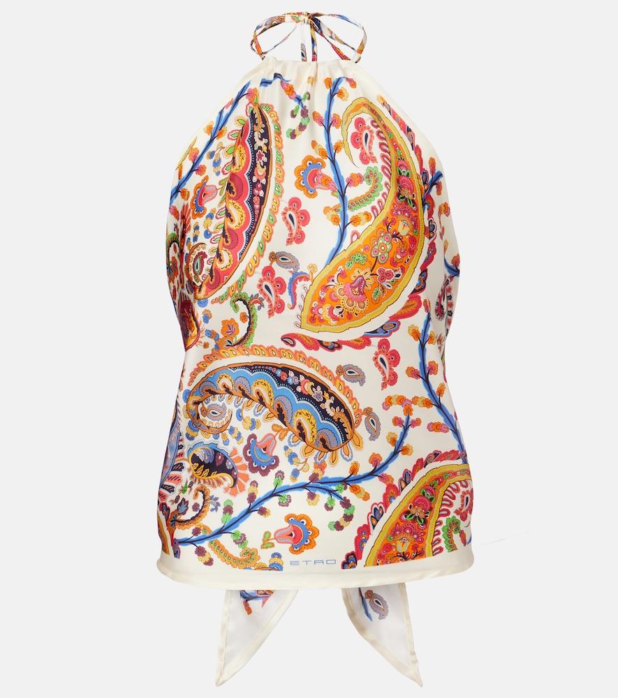 etro printed silk top