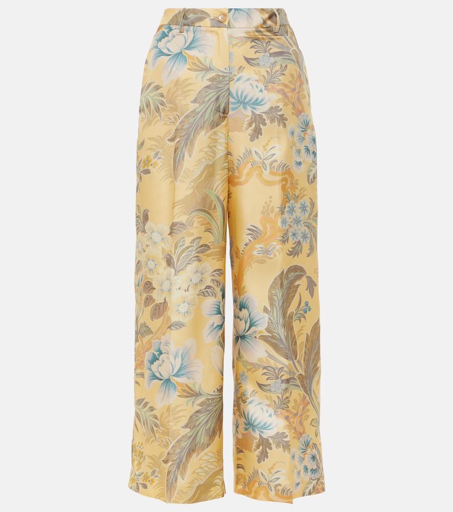 etro printed silk wide-leg pants