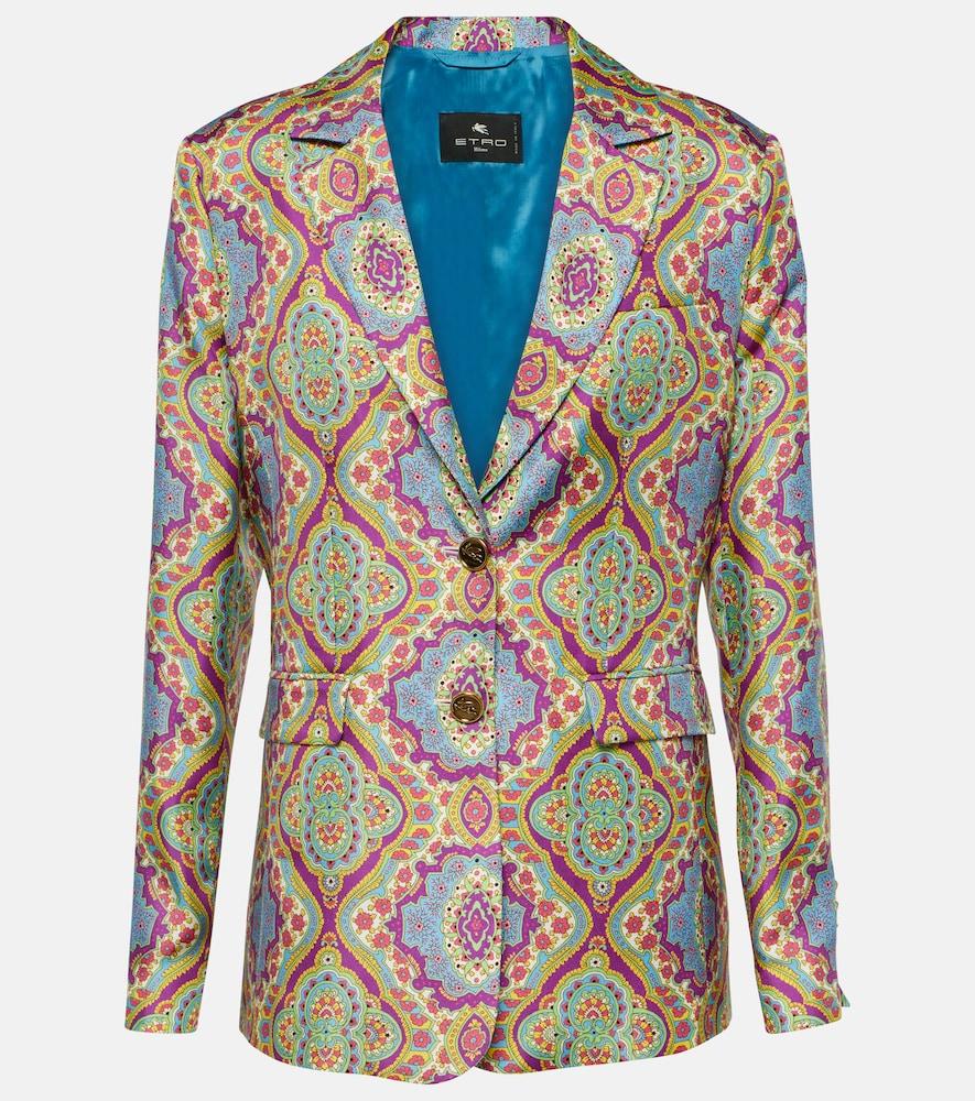 etro printed single-breasted silk blazer
