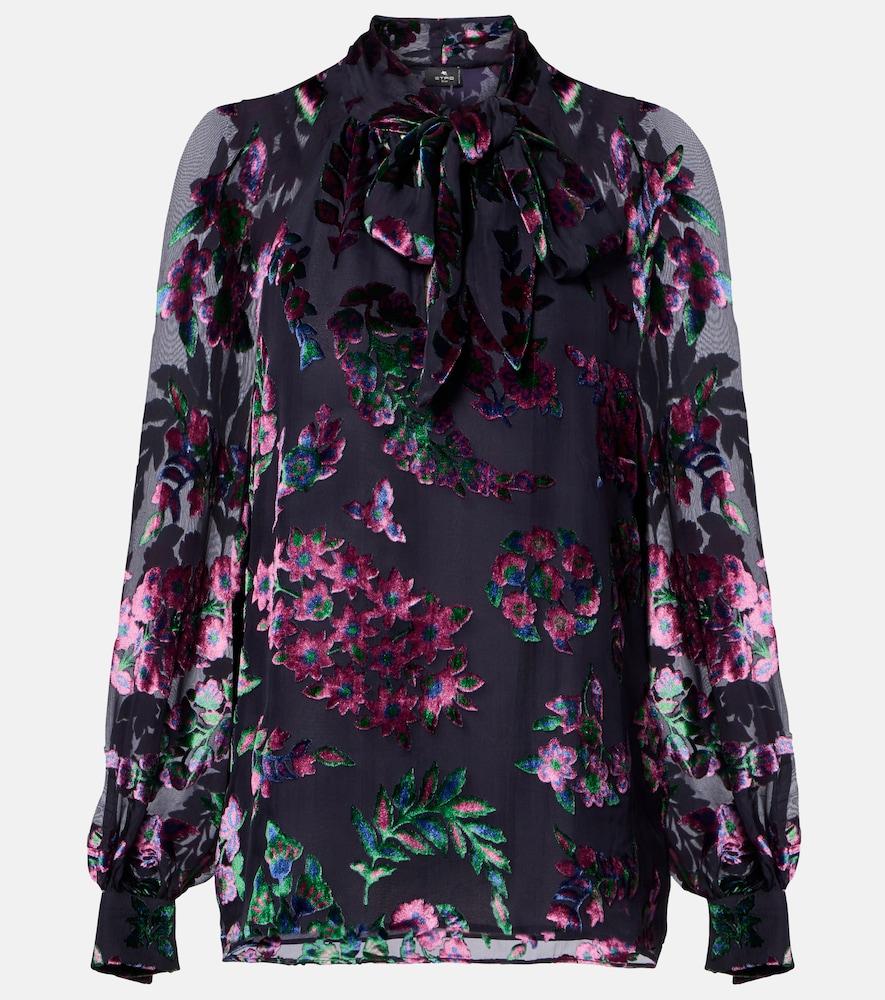 etro printed tie-neck blouse