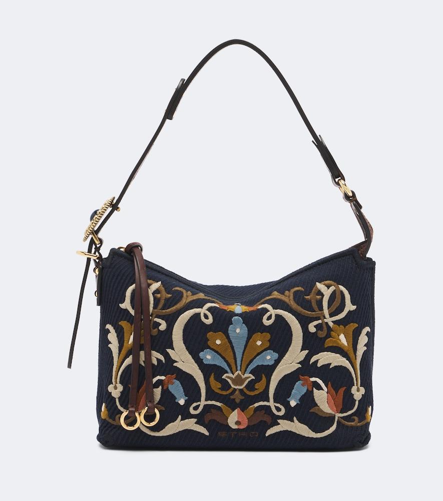 etro rosette small canvas shoulder bag