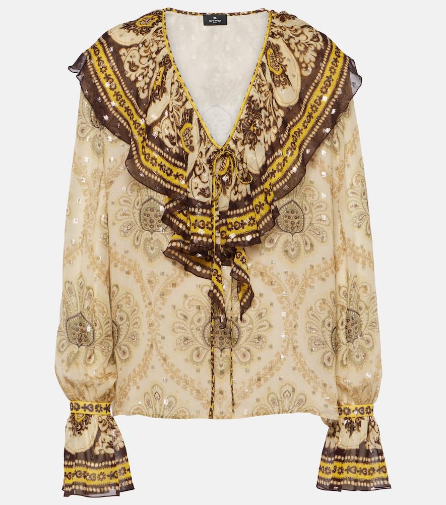 etro ruffled paisley silk-blend blouse