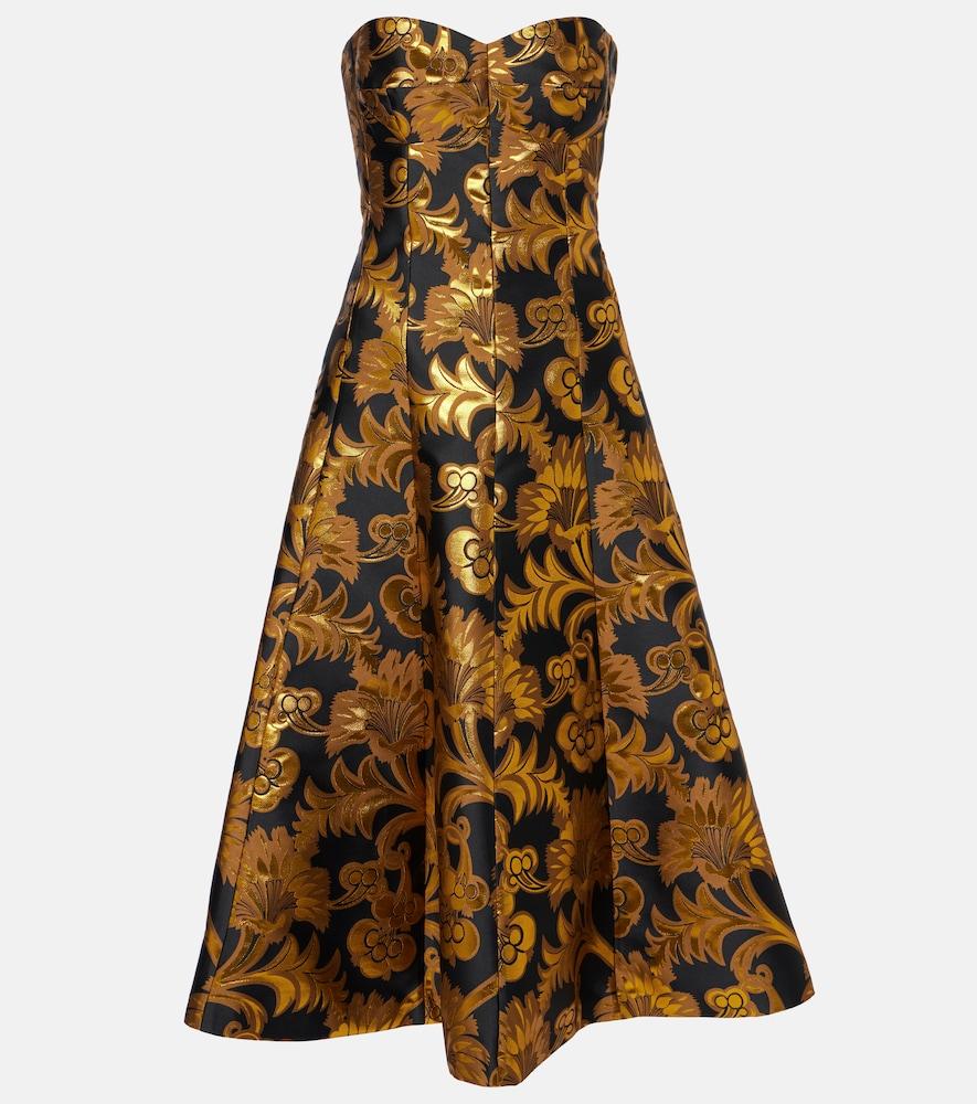 etro semi-sheer strapless lamé maxi dress