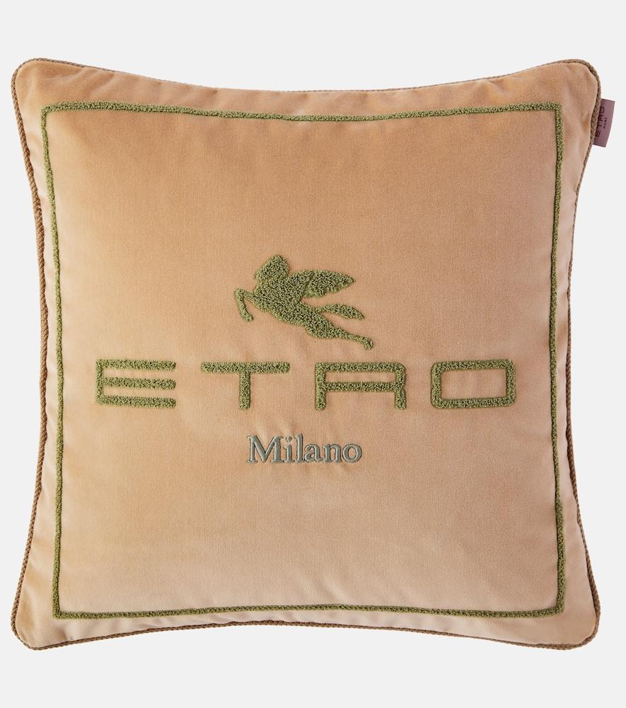 etro sponge logo cotton and wool cushion