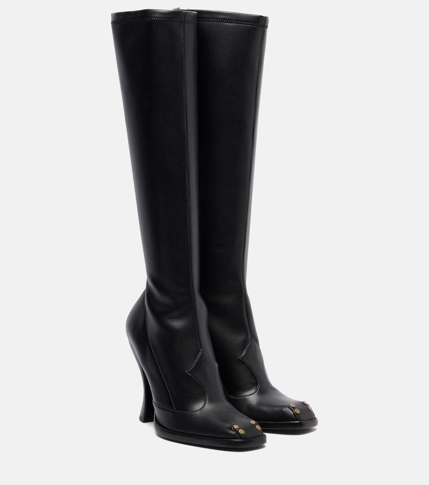 etro studded leather knee-high boots