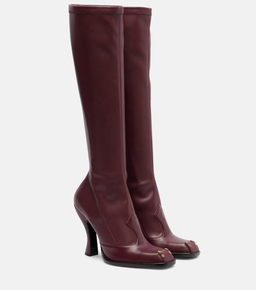 etro studded leather knee-high boots