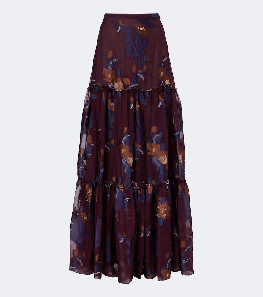 etro tiered silk-blend jacquard maxi skirt