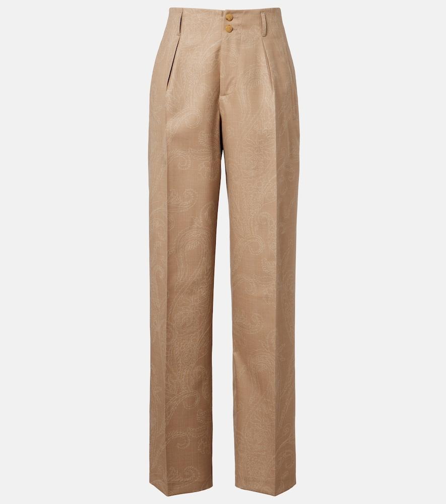 etro wool jacquard wide-leg pants