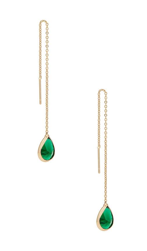 ettika barely there chain earrings in green.