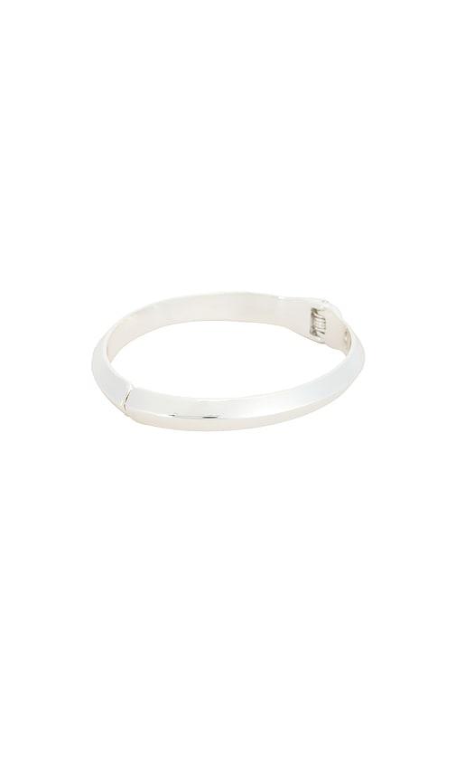 ettika base stacking bangle bracelet in metallic silver.
