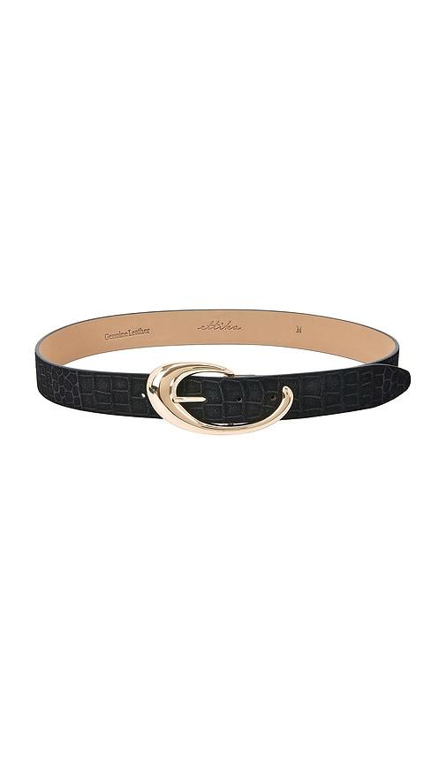ettika black croc print belt in black. - size l (also in s, xs, m)