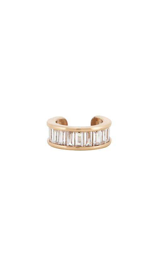 ettika class crystal ear cuff in metallic neutral.
