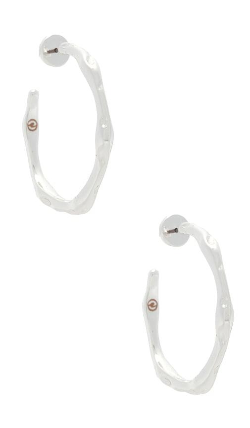 ettika classical wave hoops in metallic silver.