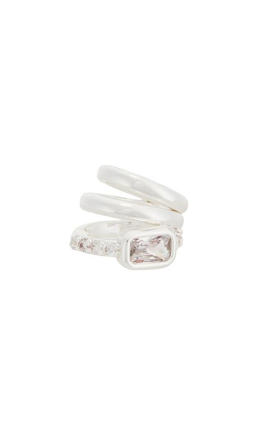 ettika cluster ear cuff in metallic silver.