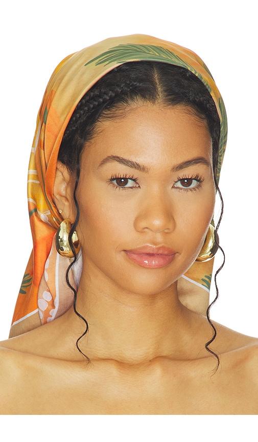 ettika coastal palm scarf in orange.