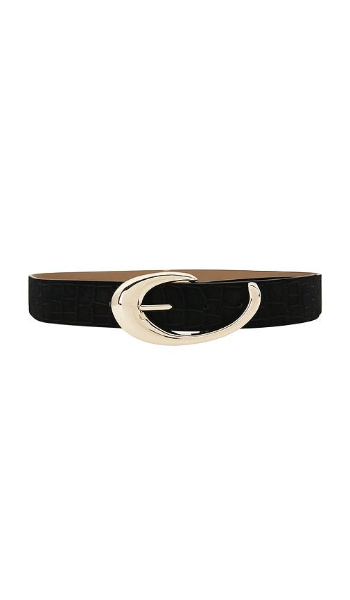 ettika croc print belt in black. - size l (also in m, s)