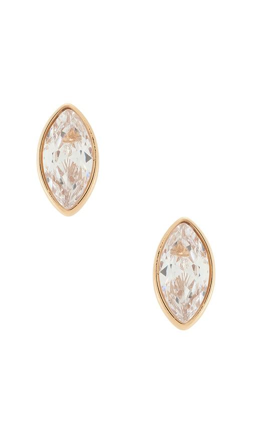 ettika crystal marquise studs in metallic gold.