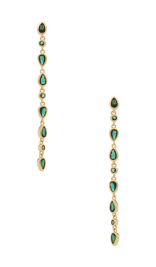 ettika crystal rainfall earrings in green.