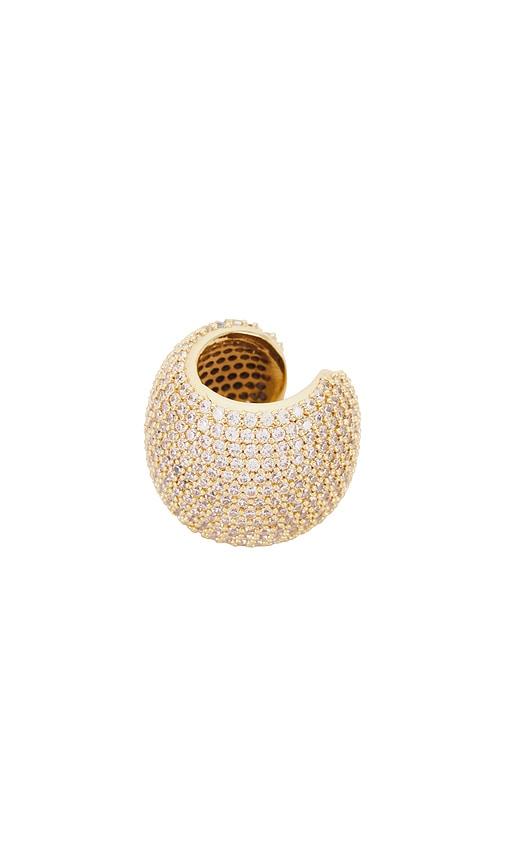 ettika crystal statement chunky ear cuff in metallic gold.