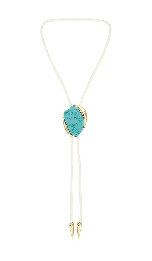 ettika drift bolo necklace in teal,metallic gold.