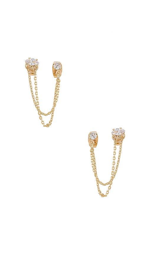 ettika earring in metallic gold.