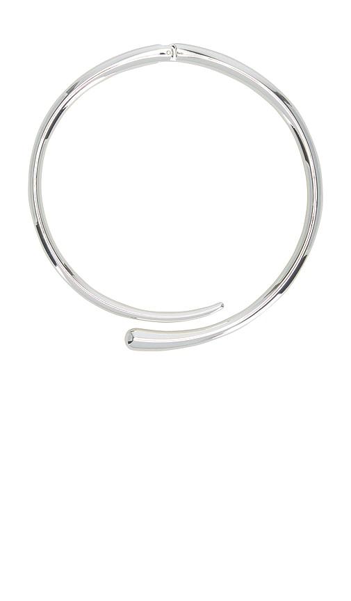 ettika elegant wrap choker in metallic silver.