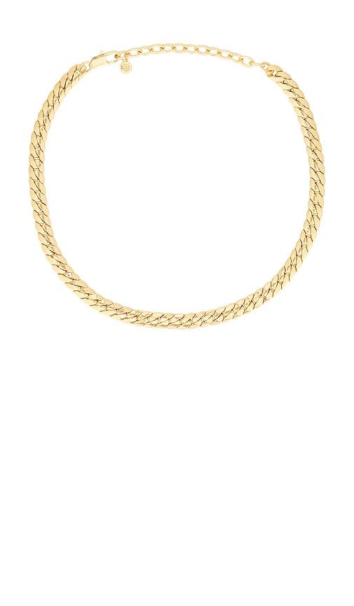 ettika flat chain necklace in metallic gold.