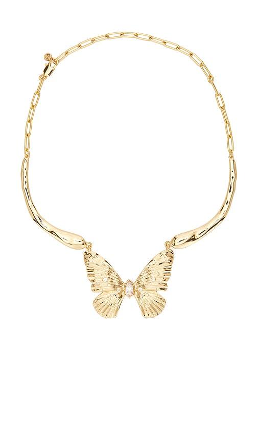 ettika fluttering glow collar necklace in metallic gold.
