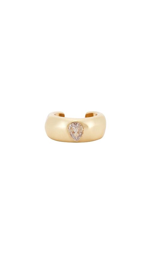 ettika hammered ear cuff with pear crystal in metallic neutral.
