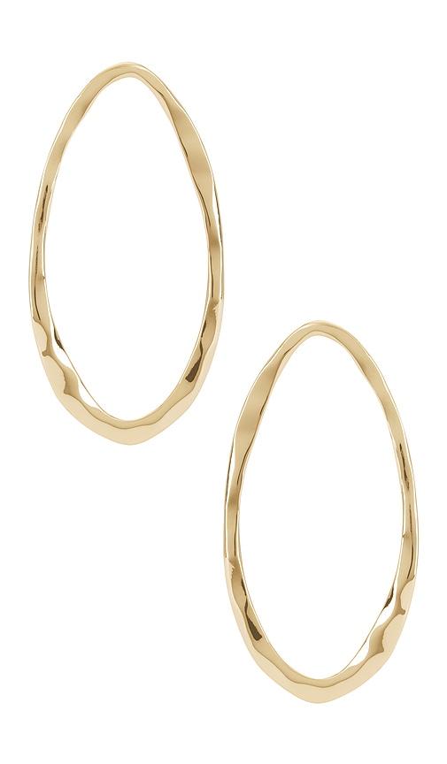 ettika hammered large oval earrings in metallic gold.