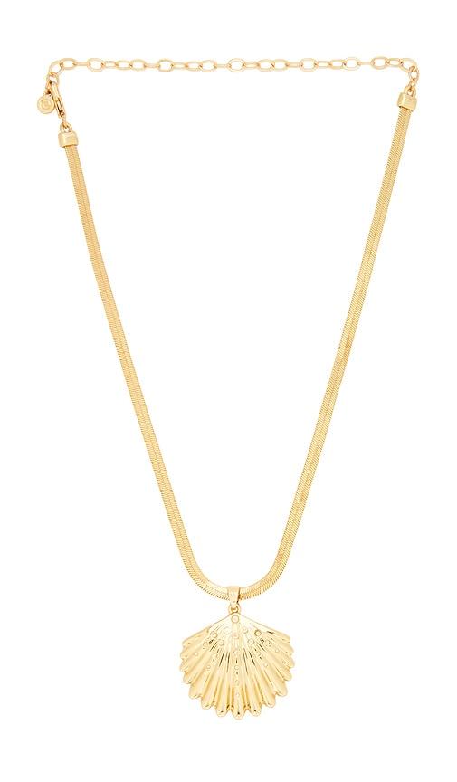 ettika herringbone shell necklace in metallic gold.
