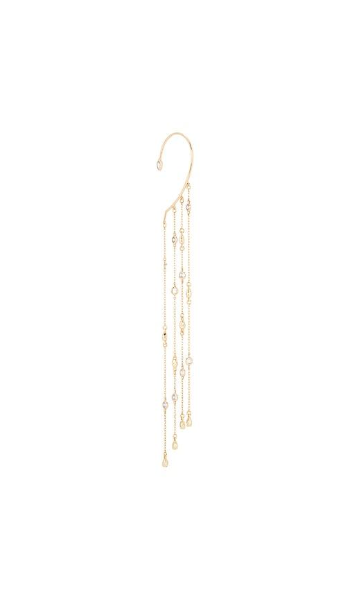 ettika linear chains statement ear cuff in metallic gold.