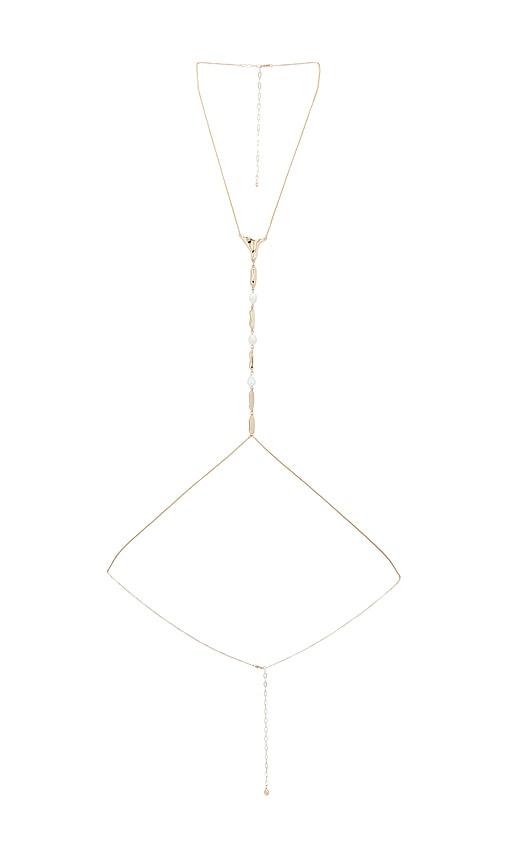 ettika liquid melt body chain in metallic gold.