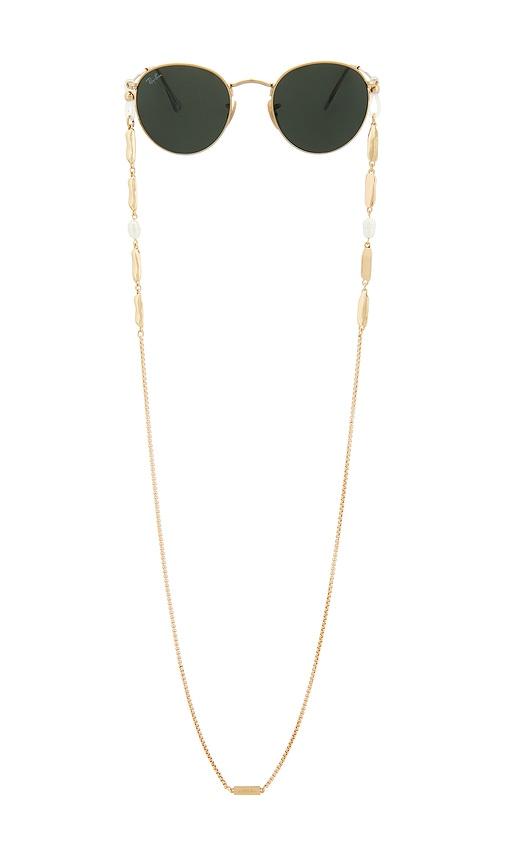 ettika liquid melt eyeglass chain in metallic gold.