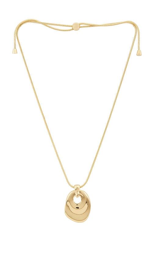 ettika liquid pendant necklace in metallic gold.