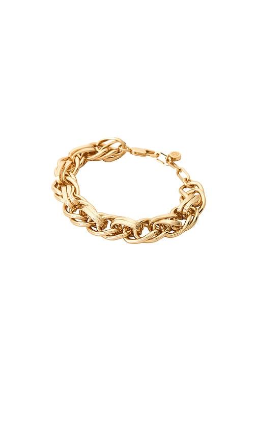 ettika luminous links bracelet in metallic gold.