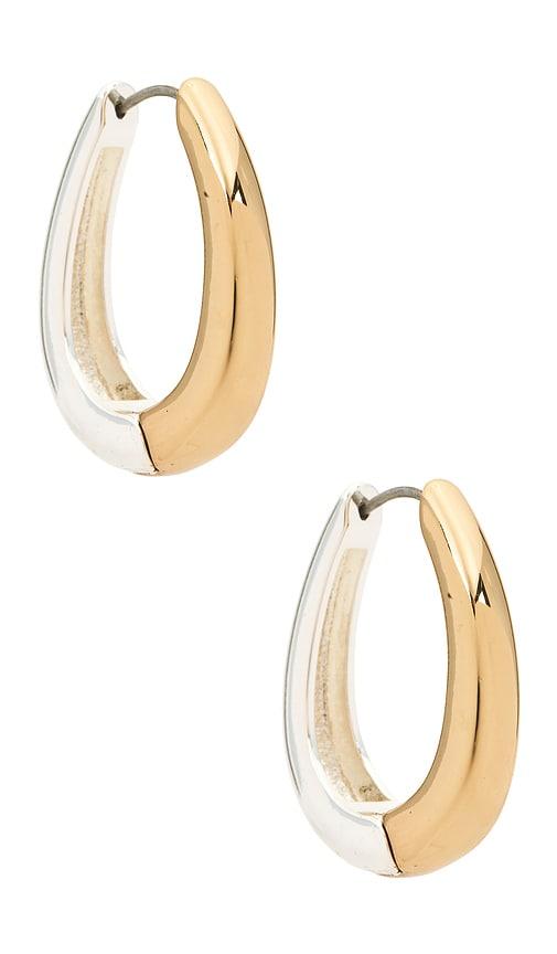 ettika metallic mix medium hoop earrings in metallic gold.