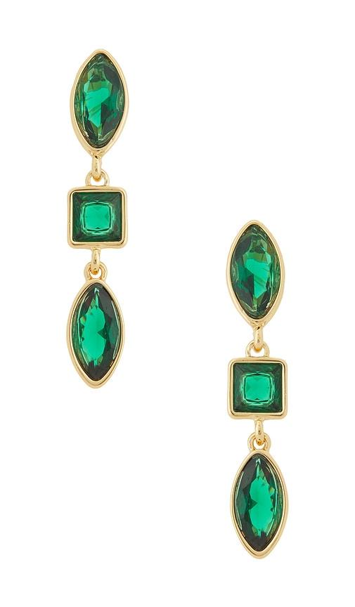 ettika mixed shape drop earrings in green.