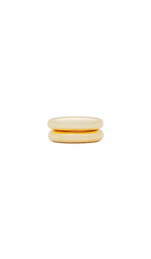 ettika modern dome ring set in metallic gold. - size 5 (also in 6, 7, 8)