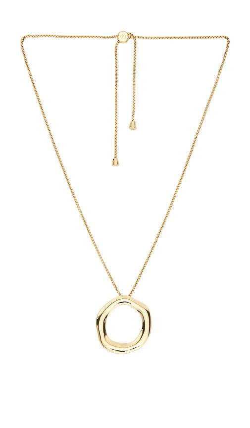 ettika open circle adjustable chain necklace in metallic gold.