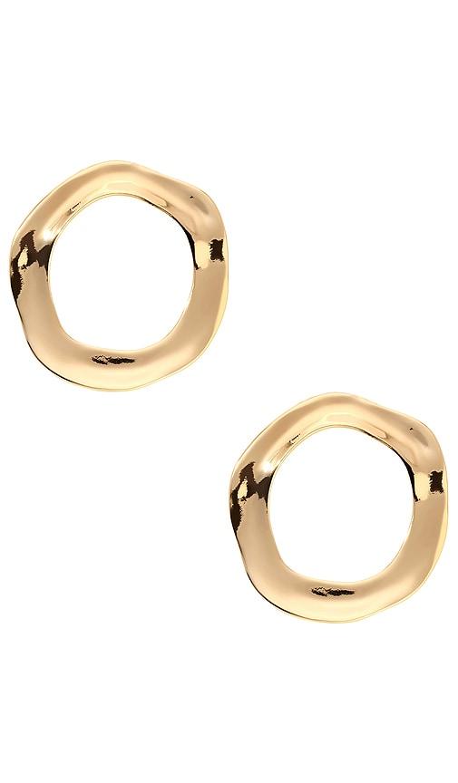 ettika open circle earrings in metallic gold.
