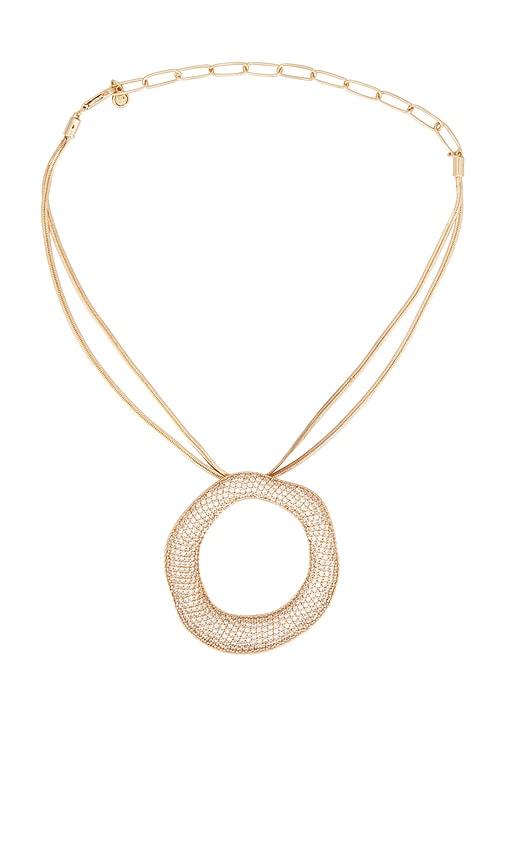 ettika open circle pave necklace in metallic gold.