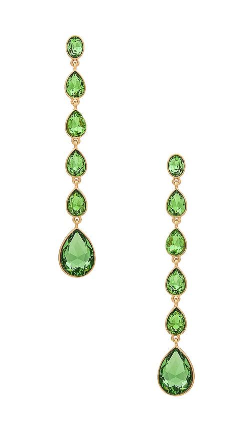 ettika pear drop earring in green.