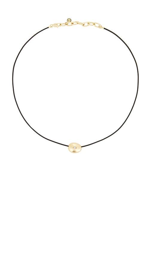 ettika polished pebble black leather pendant necklace in black.