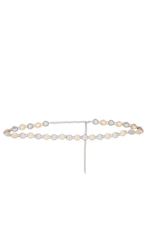 ettika polished pebble mixed metal belt in metallic silver,metallic gold.