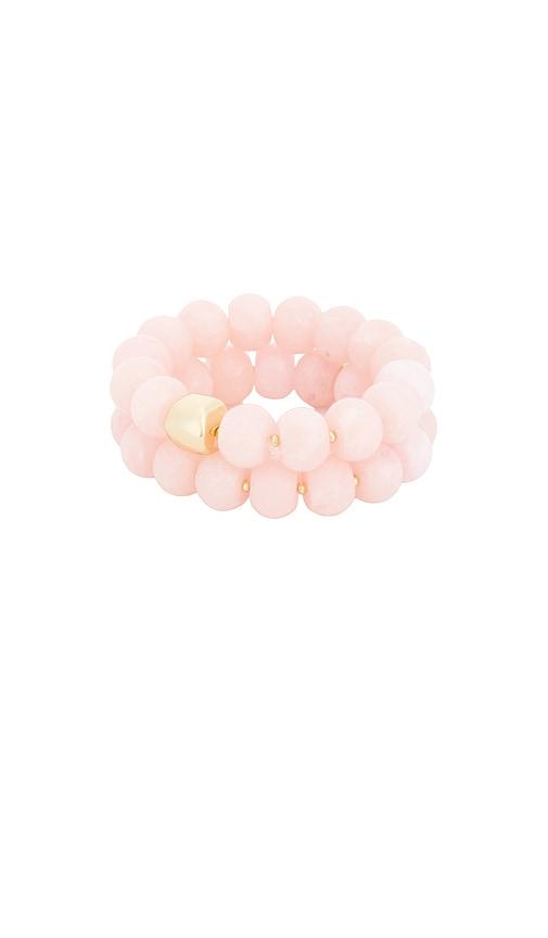 ettika power bead bracelet stack in rose.